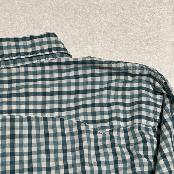Levi’s Western Shirt Men's L Blue Gingham Plaid Checkered Button Up Rodeo Cowboy - Picture 17 of 17